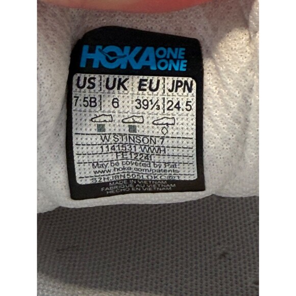Hoka One One Stinson 7 Womens Triple White 1141531 WWH Sz 7.5B - Picture 7 of 7